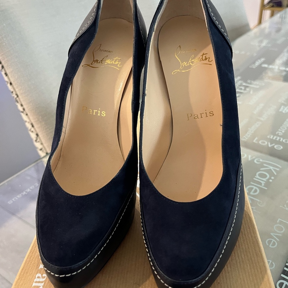 Christian Louboutin Blue Heels Classic Design